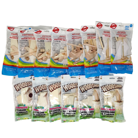 Lot of 14 DIY Wood Craft Kits Ages 5+ Curiosity Wood Shop Made in USA NEW Sealed